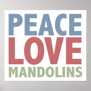 Póster Peace Love Mandolins