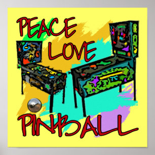 Póster Peace Love Pinball