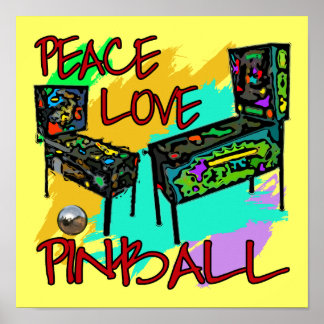 Póster Peace Love Pinball