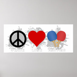 Póster Peace Love Ping Pong Emblem