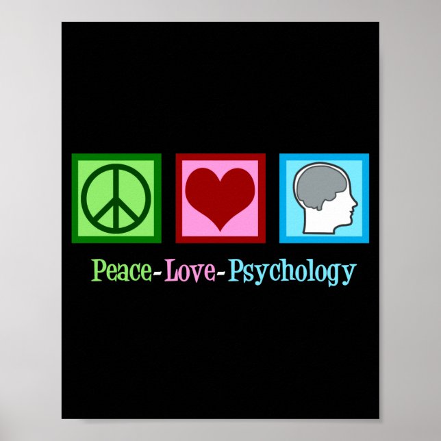 Póster Peace Love Psychology Cute Psychologist  (Frente)