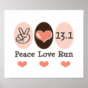 Póster Peace Love Run 13.1 Half Marathon Poster