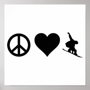 Póster Peace Love Snowboarding