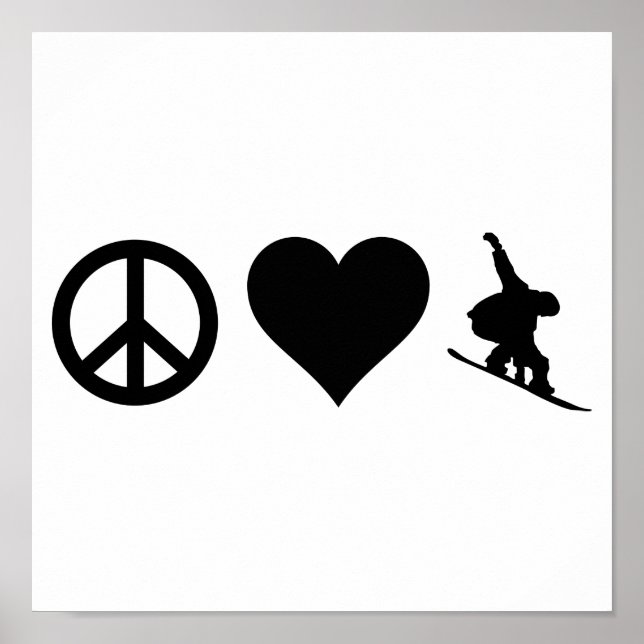 Póster Peace Love Snowboarding (Frente)