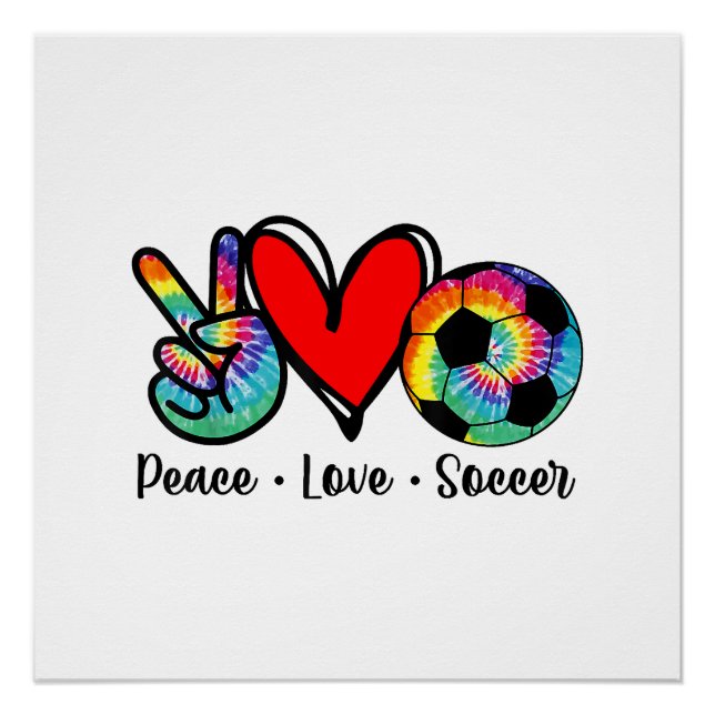 Póster Peace Love Soccer Tie Dye Design Mujeres Jóvenes C (Anverso)