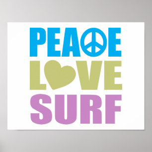 Póster Peace Love Surf