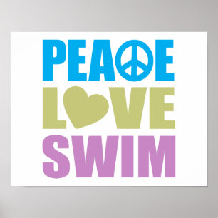 Póster Peace Love Swim