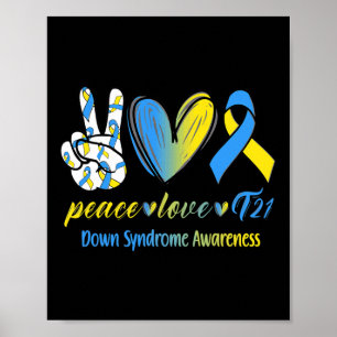 Póster Peace Love T21 Down Syndrome Awareness Awareness S