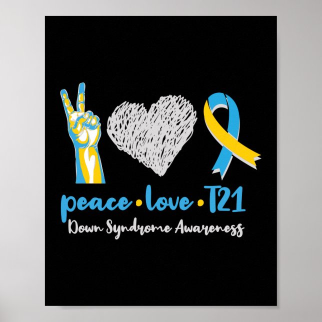 Póster Peace Love T21 Down Syndrome Awareness Sped (Frente)