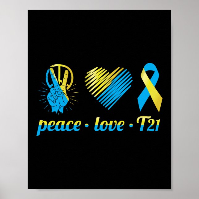 Póster Peace Love T21 Down Syndrome Awareness Sped (Frente)