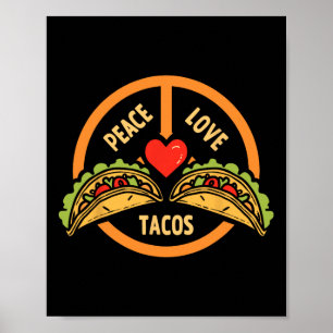 Póster Peace Love Tacos Cinco De Mayo Fiesta Hipp Mexican