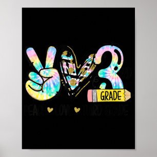 Póster Peace Love Tercer Grado Divertido Tie Dye Student