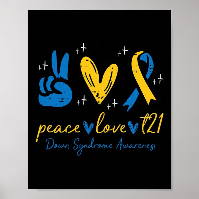 Póster Peace Love Trisomy 21 Down Syndrome Awareness Wome (Frente)