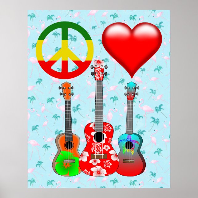 Póster Peace Love Ukuleles (Frente)