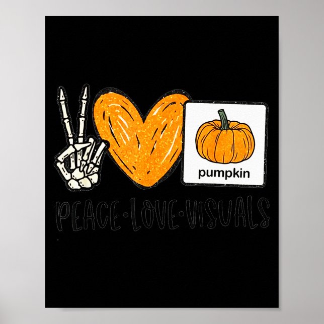 Póster Peace Love Visuals Sped Teacher Pumpkin Skeleton H (Frente)