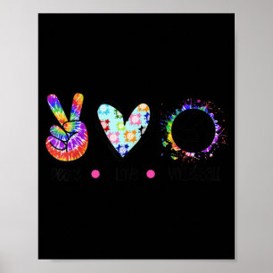 Póster Peace Love Volleyball Tie Dye Rainbow Trippy Hippi