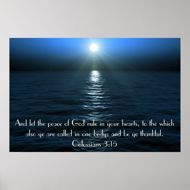 Póster Peace of God bible verse Colossians 3:15 Poster (Frente)