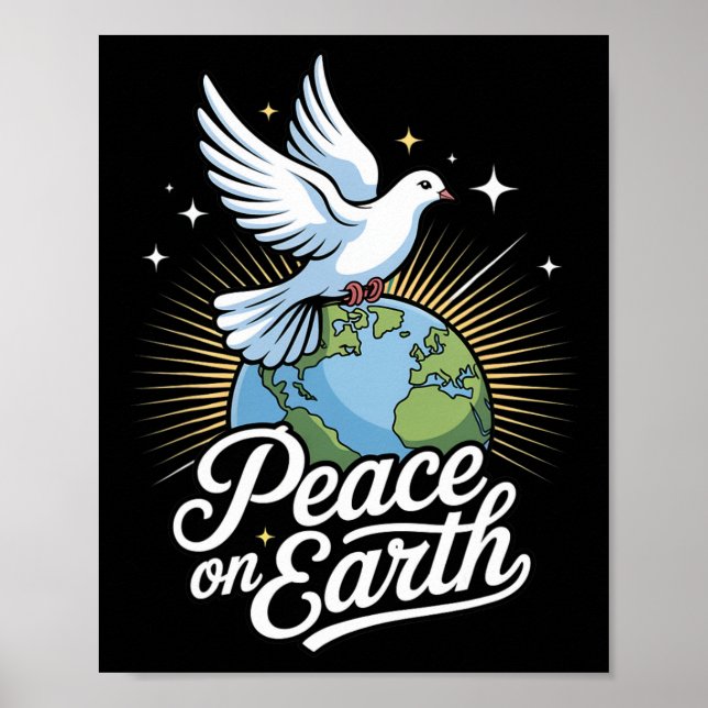 Póster Peace On Earth Dove And Globe Faith Christmas  (Frente)