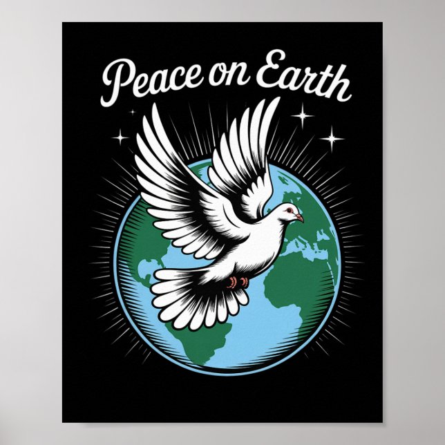 Póster Peace On Earth Dove And Globe Faith Christmas Spir (Frente)