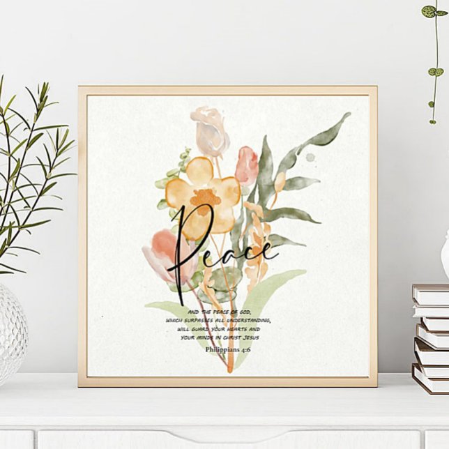 Póster Peace-Philippians 4:6 Naranja floral (Subido por el creador)