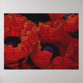 Póster Peace Poppies word art design Poster