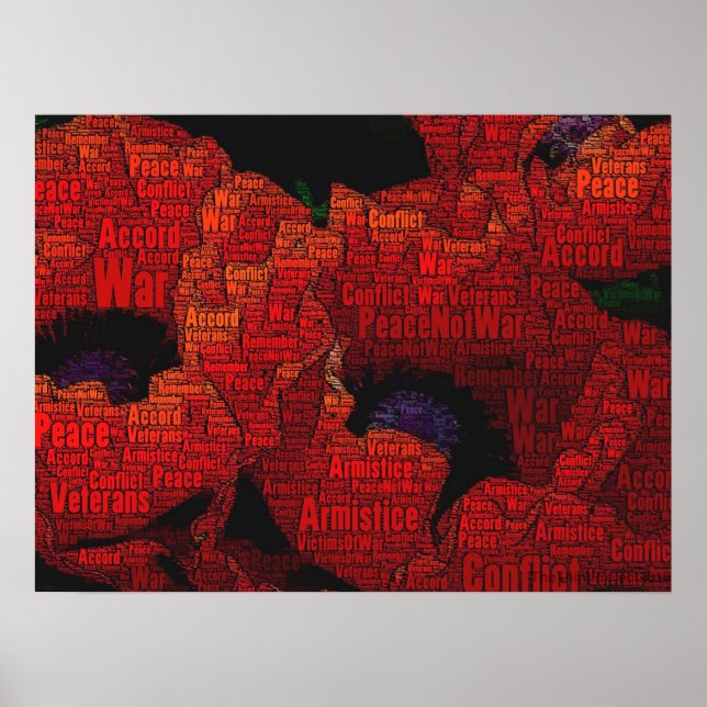 Póster Peace Poppies word art design Poster (Frente)