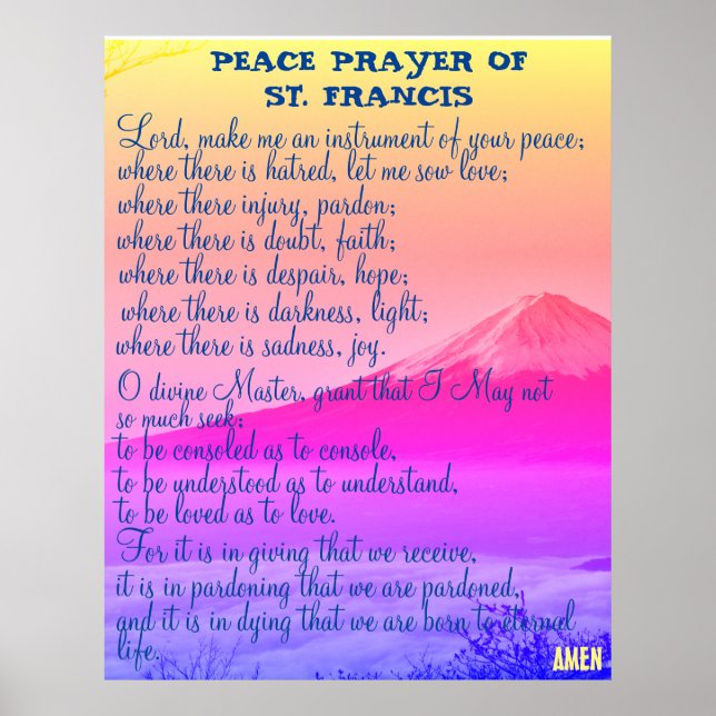 Póster Peace Prayer of St. Francis   (Frente)