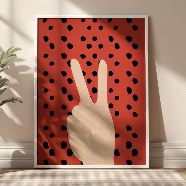 Póster Peace Sign on Red Dotted Background Preppy Poster (Subido por el creador)