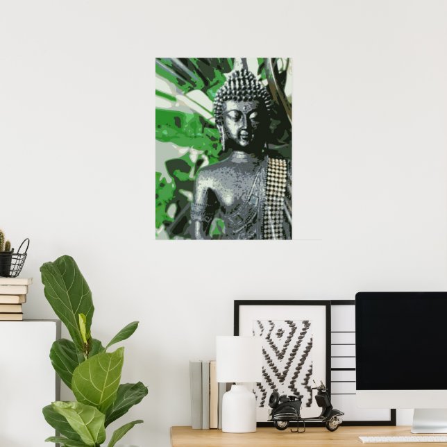 Póster Peaceful Buddha Meditation Poster – Zen Wall Art (Oficina en casa)