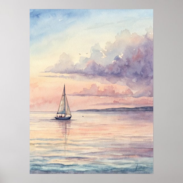 Póster Peaceful Sailboat Sunset (Frente)