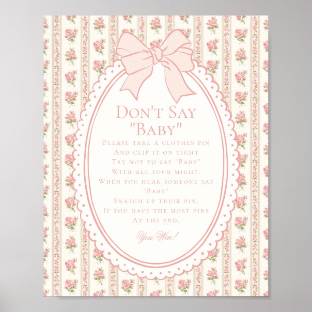 Póster Peach & Beige Fancy Floral Dont Say Baby Game (Frente)