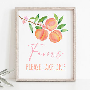 Póster Peach Blossom One Sweet Peach Birthday Favor Rótul