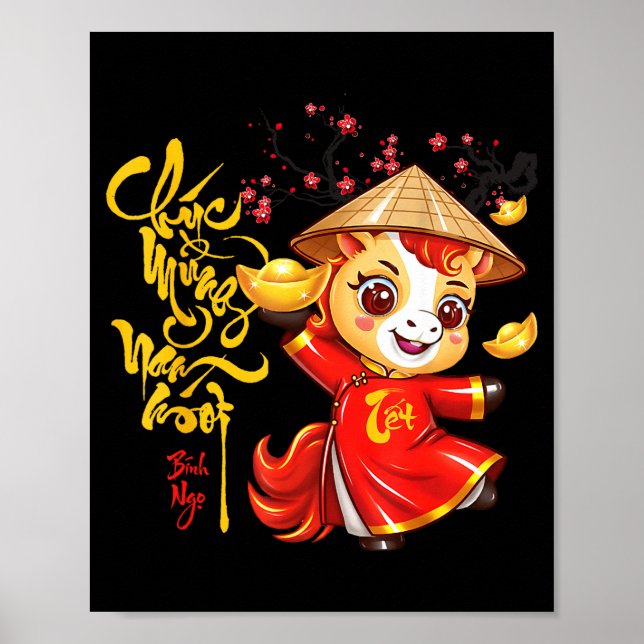 Póster Peach Blossom Vietnamese Lunar New Year Horse 2026 (Frente)