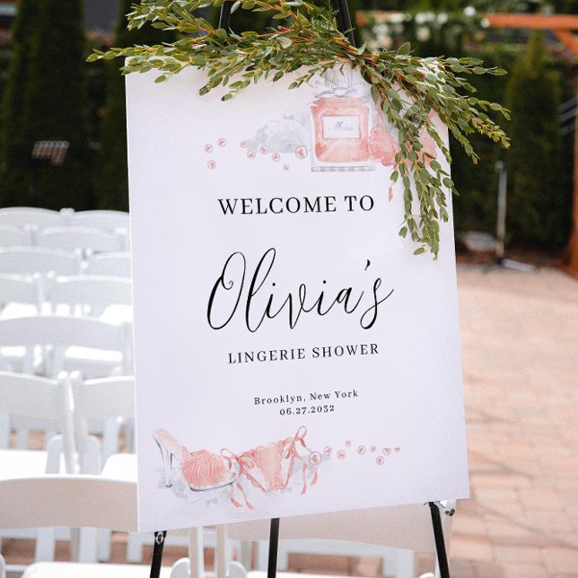 Póster Peach Blush Lingerie Bridal Shower Welcome (Subido por el creador)