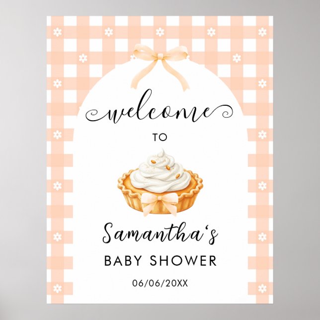 Póster Peach Coquette Pumpkin Pie Baby Shower Welcome (Frente)