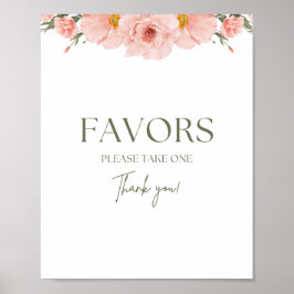 Póster Peach Floral Baby Shower Favors Poster