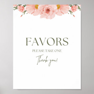 Póster Peach Floral Baby Shower Favors Poster