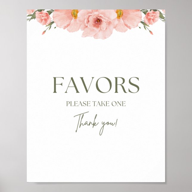 Póster Peach Floral Baby Shower Favors Poster (Frente)