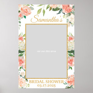 Póster Peach Floral Boho Green Photo Prop Gold