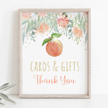 Póster Peach Floral Greenereneration Birthday Cards & Gif<br><div class="desc">Este adorable diseño cuenta con un melocotón acuarela,  flores y un confetti falso purpurina de oro.</div>