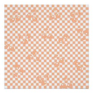 Póster Peach Fuzz Cherry Gingham Pattern