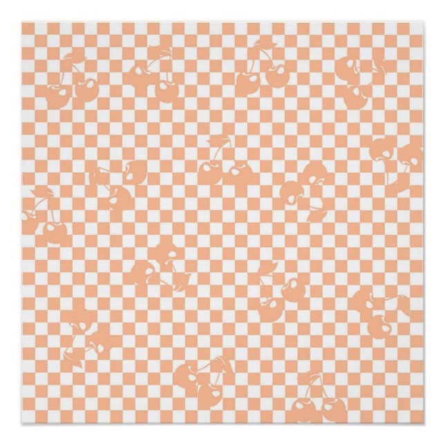 Póster Peach Fuzz Cherry Gingham Pattern (Anverso)