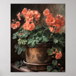 Póster Peach Geranium Flowers Art Print Poster