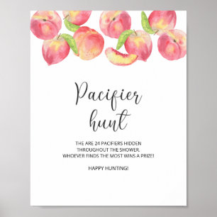 Póster Peach pacifier busca poster de juego de ducha de b