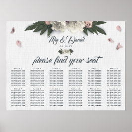 Póster Peach romántico y White Floral Peonies