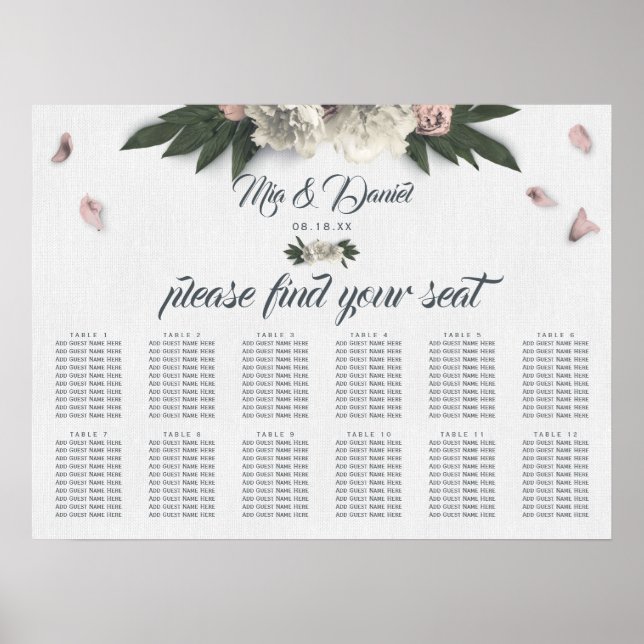 Póster Peach romántico y White Floral Peonies (Frente)