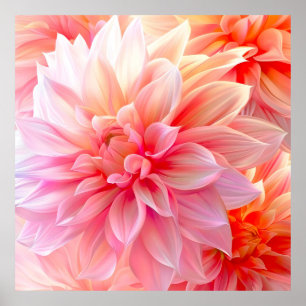 Póster Peach Rubor Dahlia Blossom