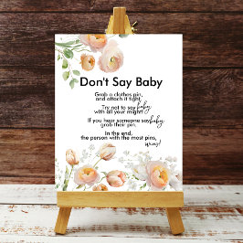 Póster Peach Tulip Blooms Shhhh No digas juego del bebé