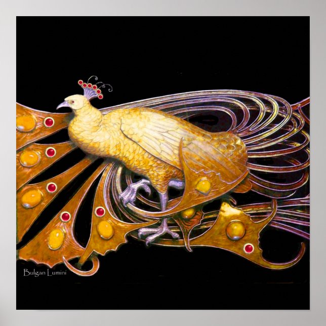 Póster PEACOCK, amarillo rojo morado negro (Frente)