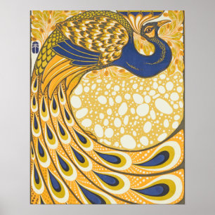 Póster Peacock Antiguo Vintage Coloroso
